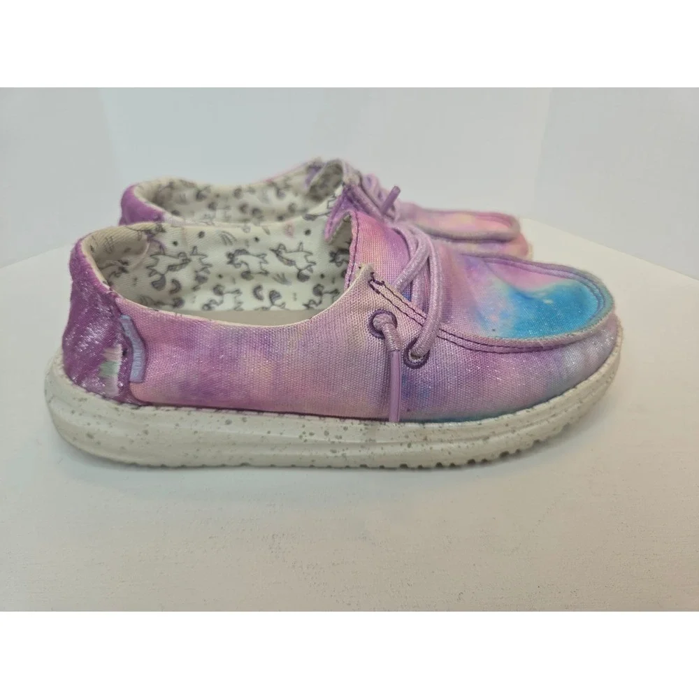 Hey Dude‎ Wendy Youth Unicorn Dreamer Tie Dye Purple Shimmer Shoes Size 11